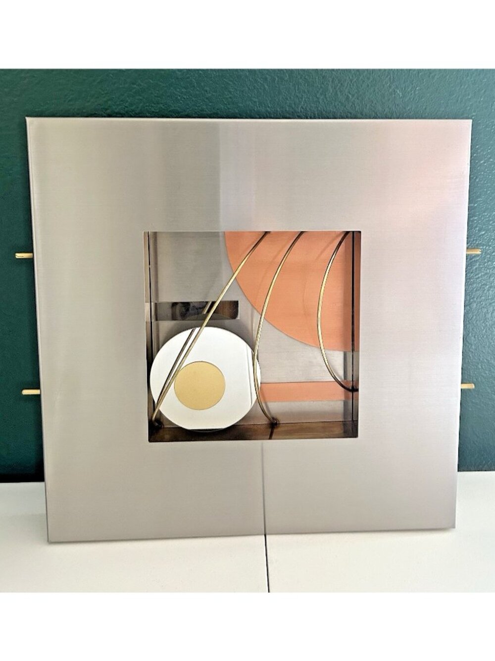 Curtis Jere Post Modern Metal Abstract 3D Wall Art Sculpture 16x16x2" Geometric